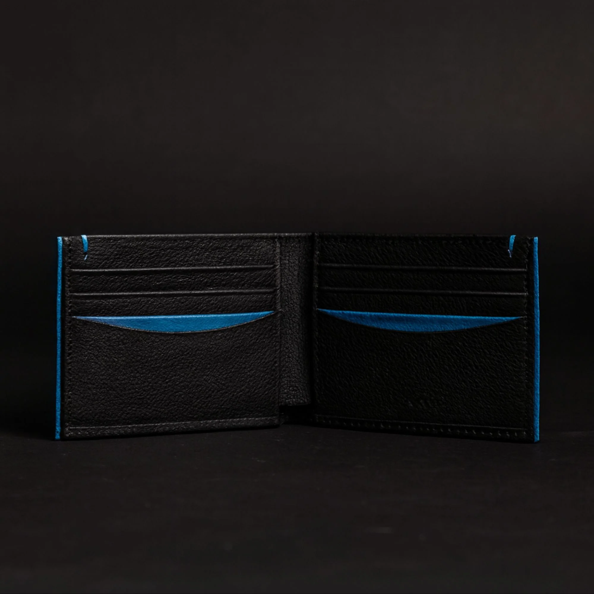 The Diablo Wallet Dollar Size - Black Full-Grain Leather Wallet with Red Stitching - Image 7