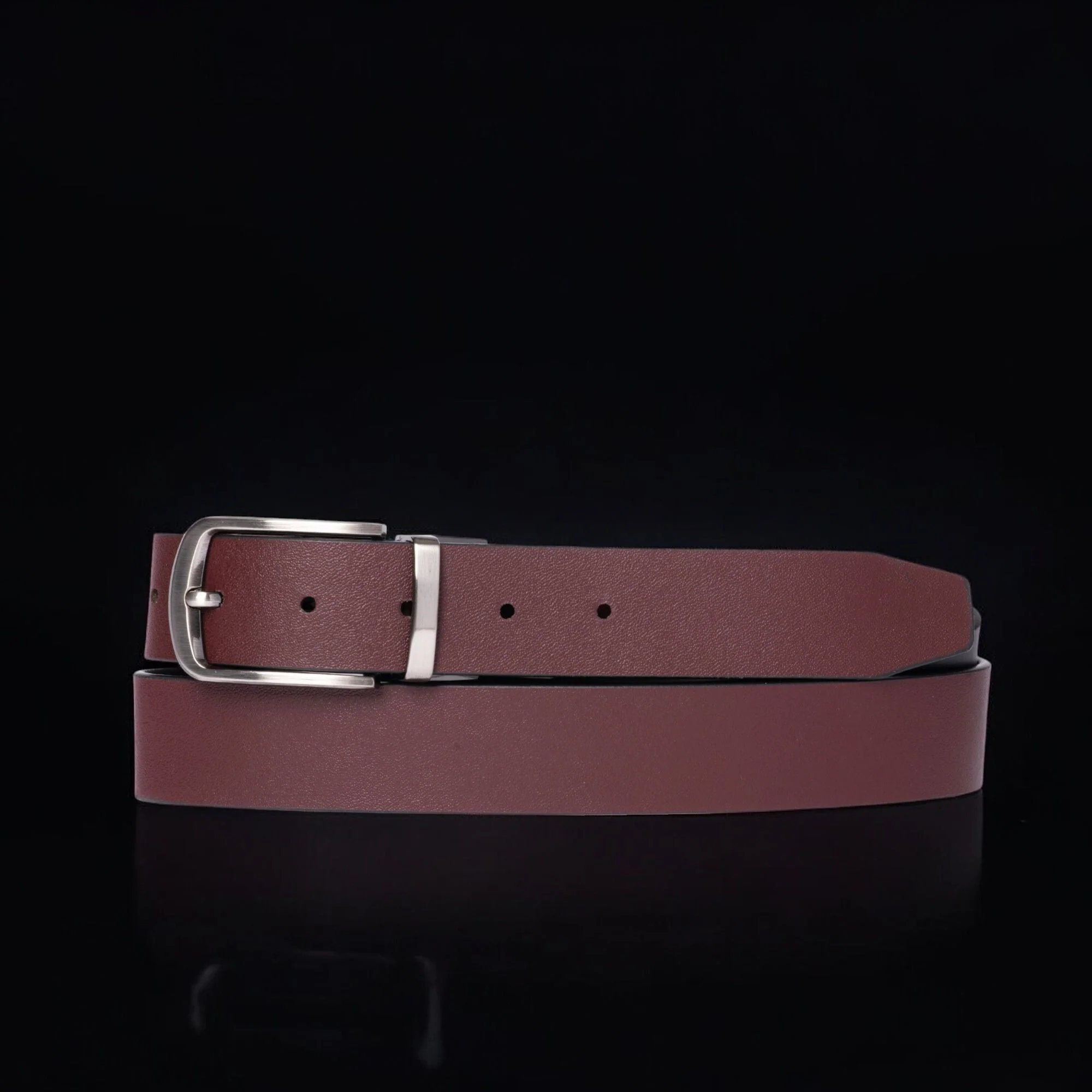 The Harvey Dent Belt - One Piece Reversible Black/Burgandy 100% Real Leather Belt - Image 8