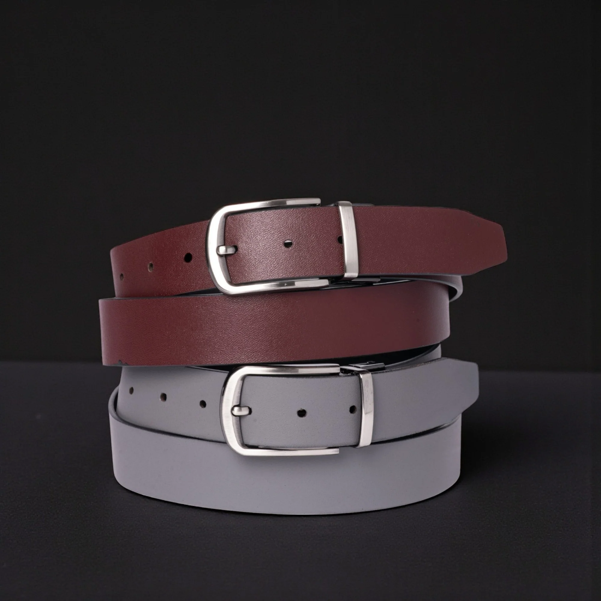 The Harvey Dent Belt - One Piece Reversible Black/Burgandy 100% Real Leather Belt - Image 7