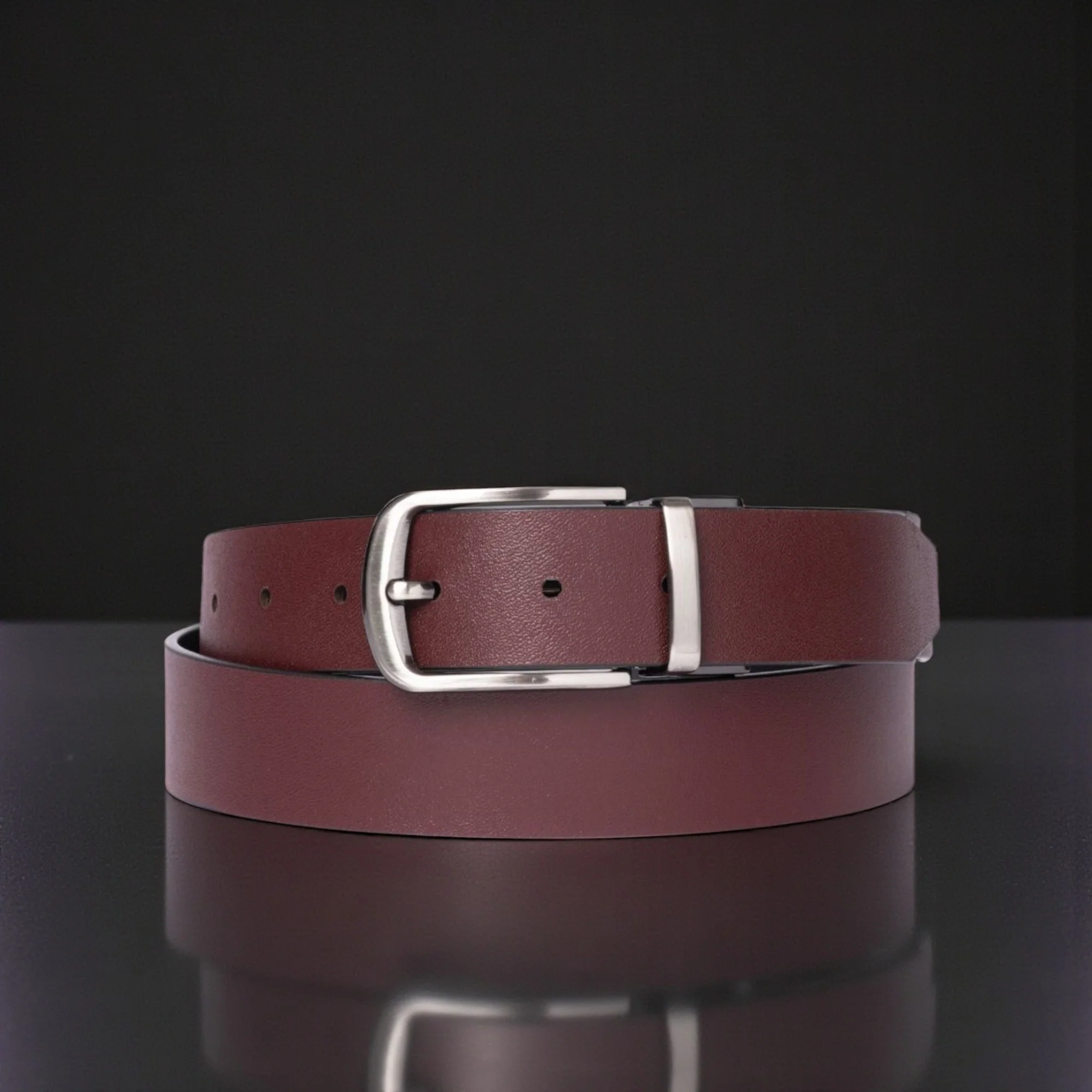 The Harvey Dent Belt - One Piece Reversible Black/Grey 100% Real Leather Belt - Image 8