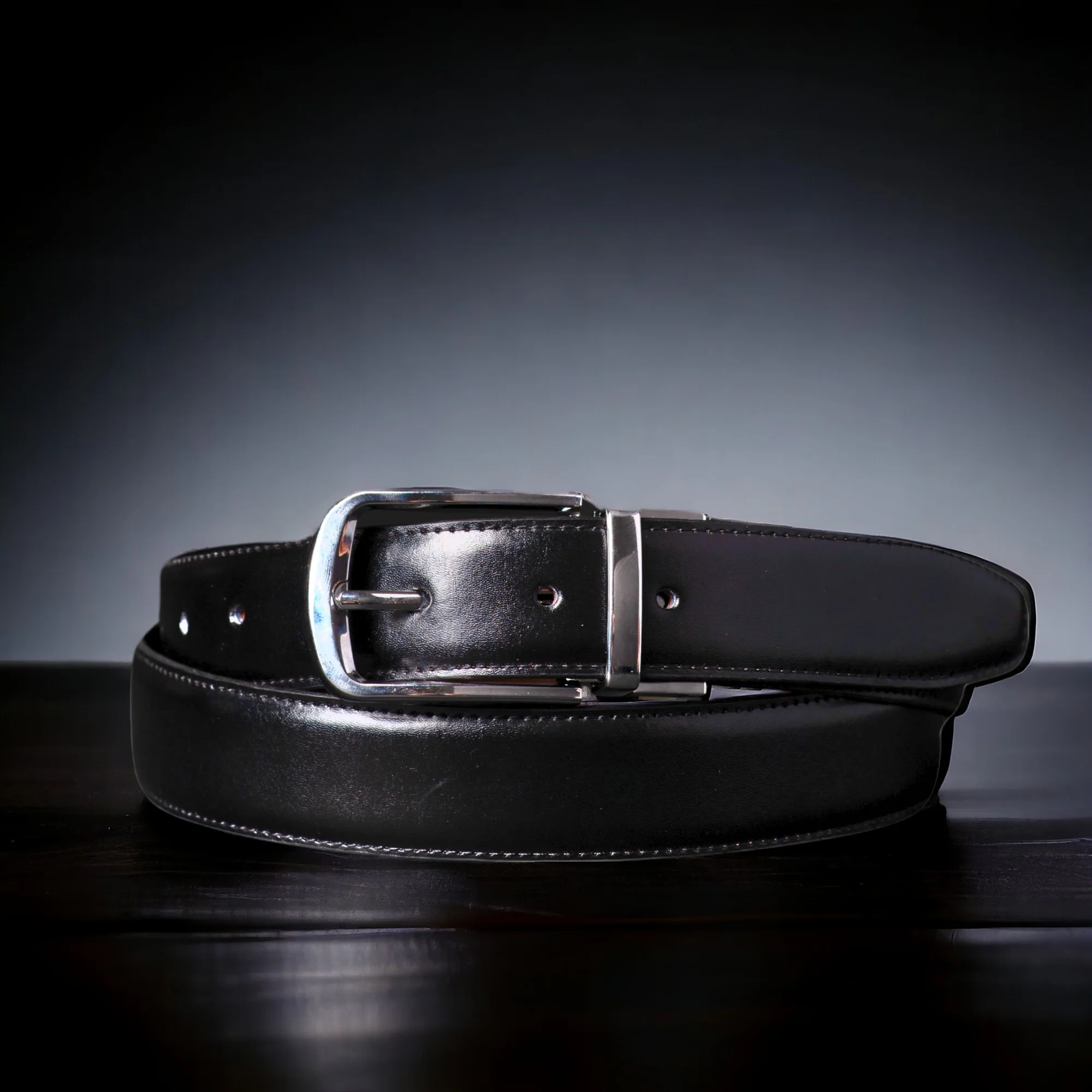 The Harvey Dent Belt - Reversible Stitched Feather Edged Leather Belt - Image 4