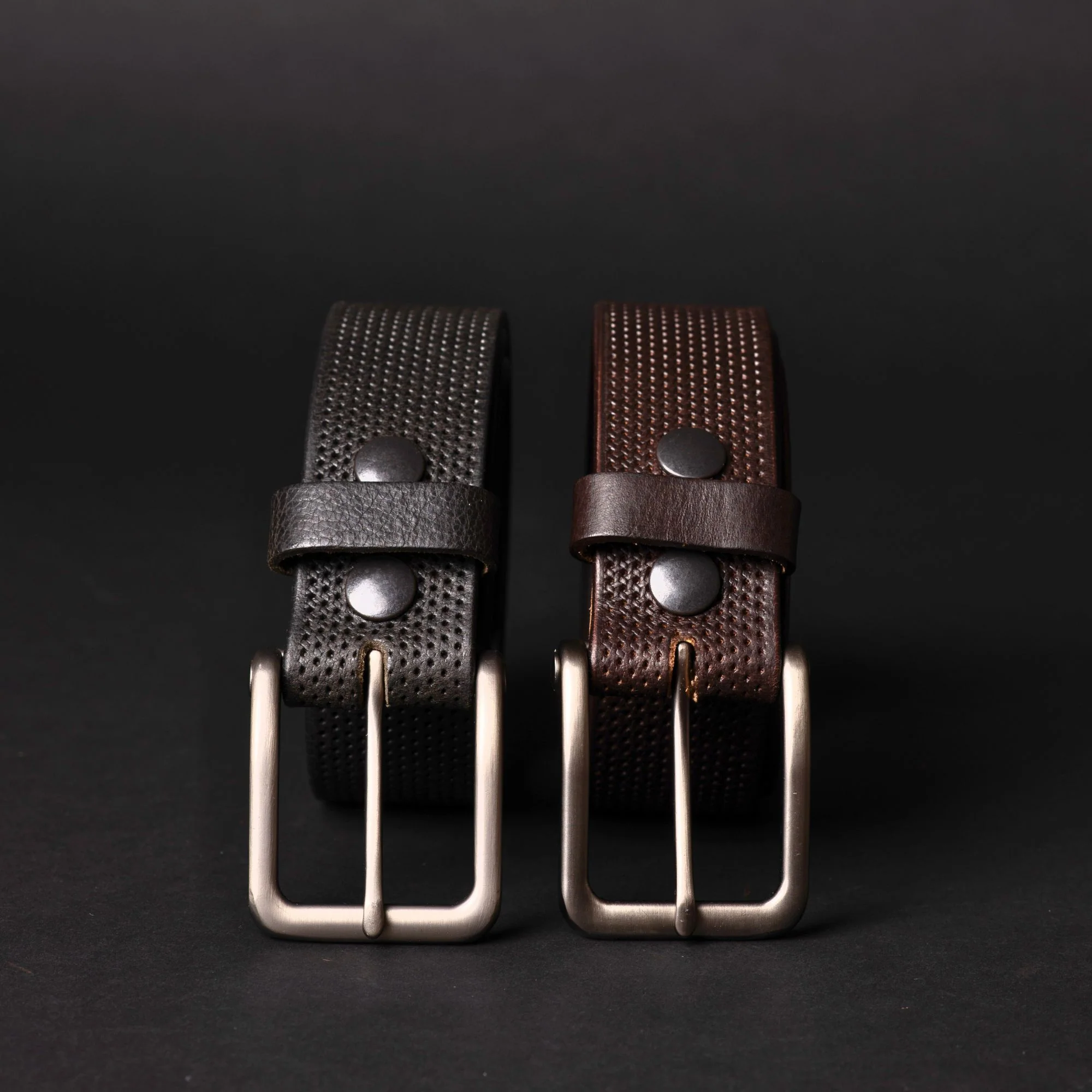 The Matrix Belt - Black Perforated 100% Full-Grain Leather Belt - Image 3