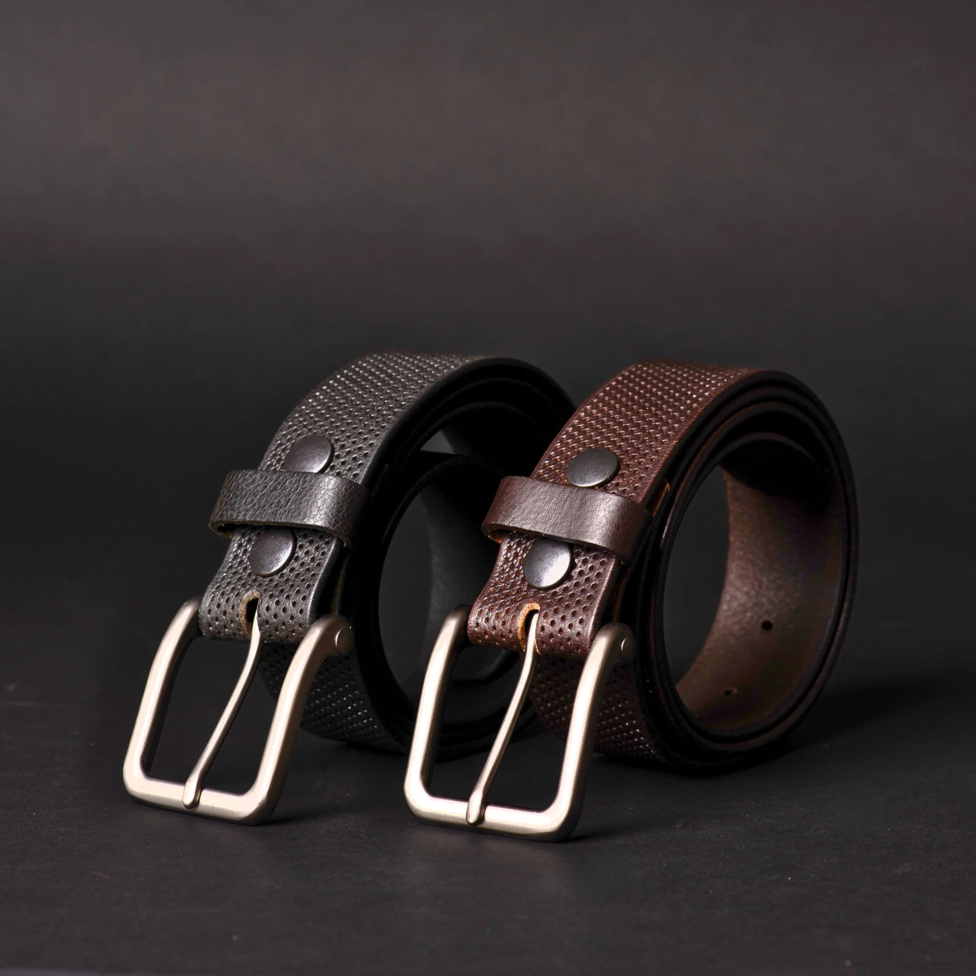 The Matrix Belt - Brown Perforated 100% Full-Grain Leather Belt - Image 5