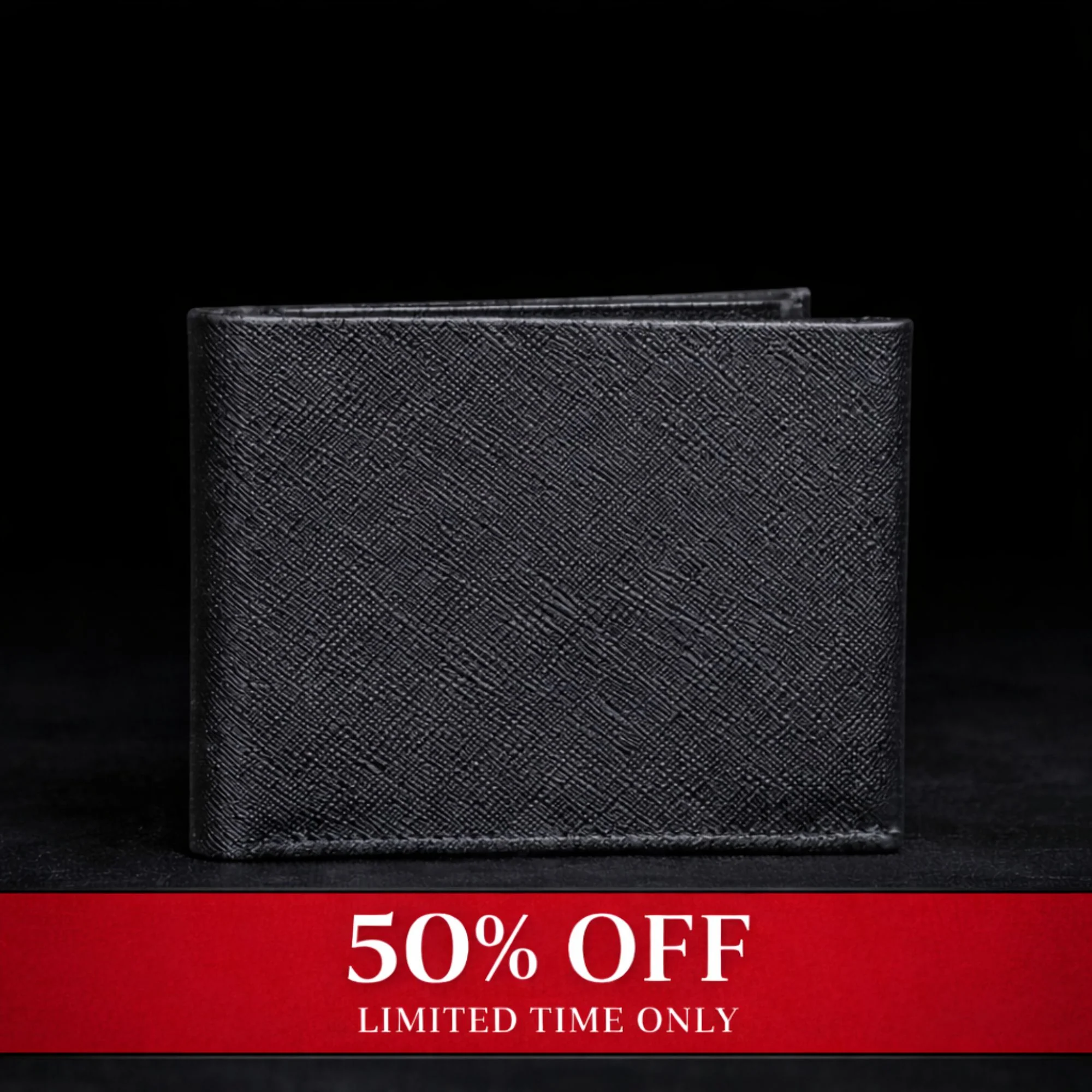 The Nocturne Wallet - Black Saffiano Leather Multi Card Slot Wallet