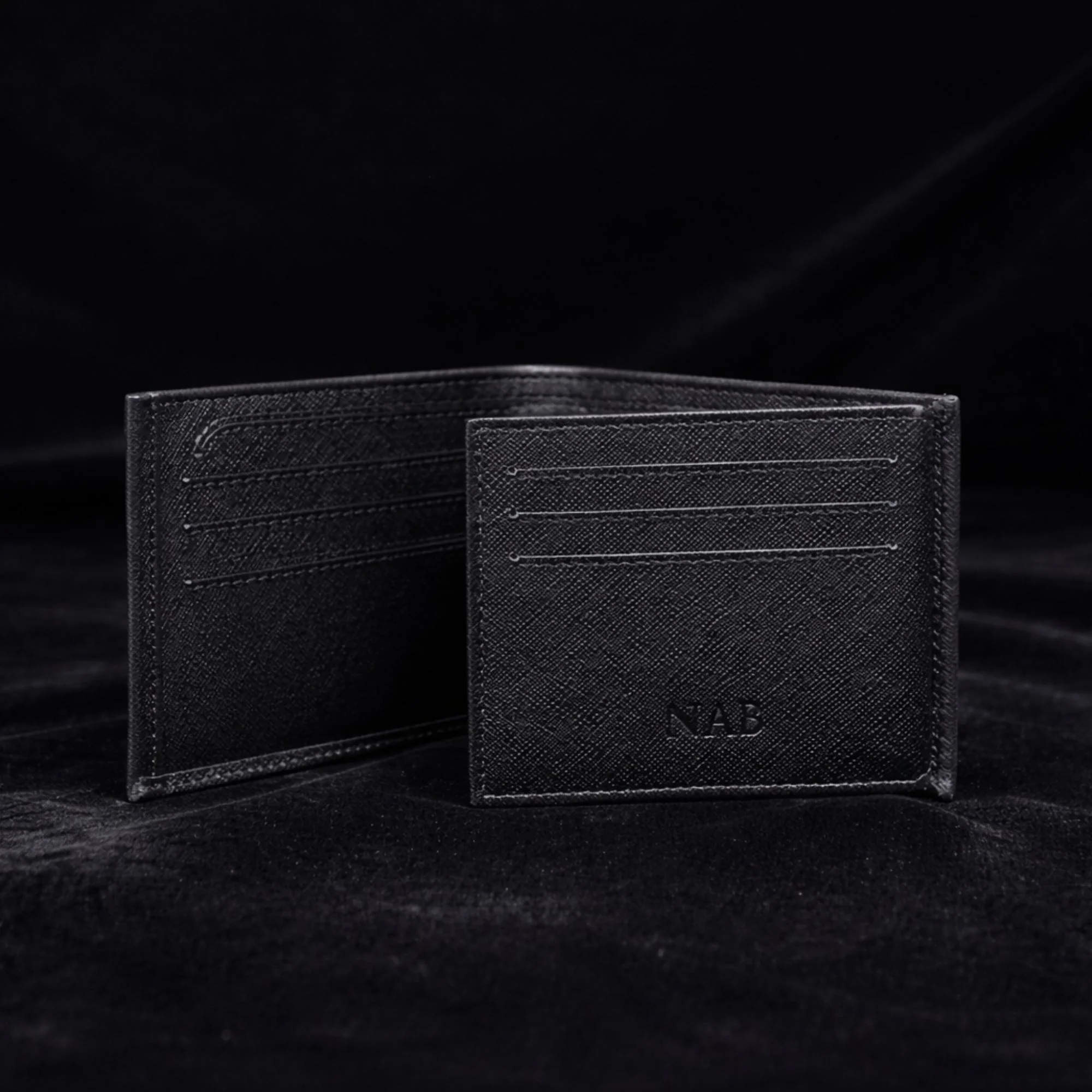 The Nocturne Wallet - Black Saffiano Leather Multi Card Slot Wallet - Image 4