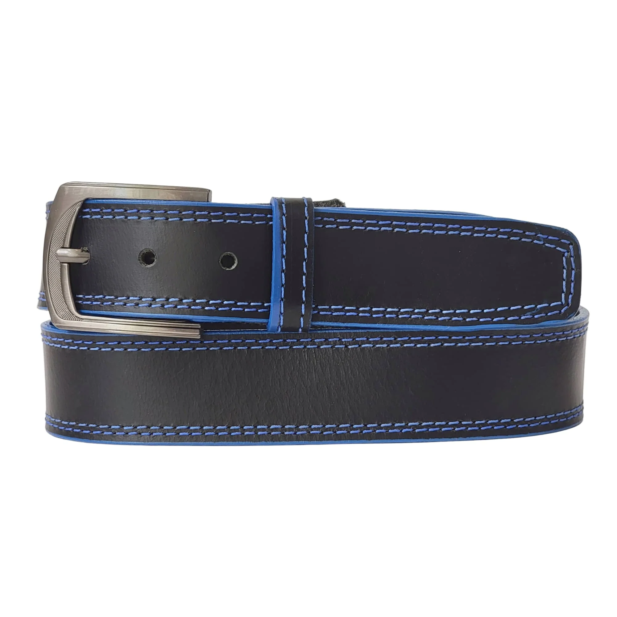 The Pegasus Belt - Black Full Grain Leather Belt with White Stitches - Image 5