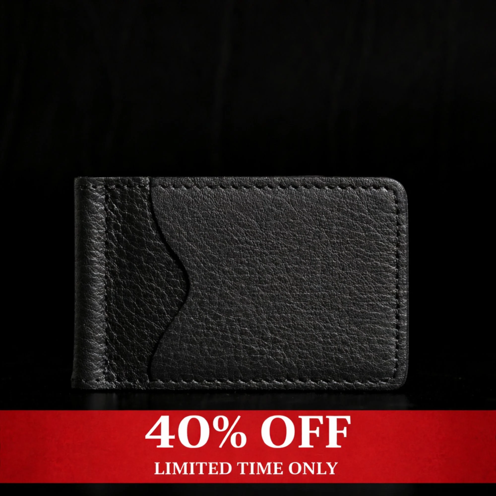 The Pinnacle Wallet - Black Slim Money Clip Pebble Grain Leather Wallet - Image 10