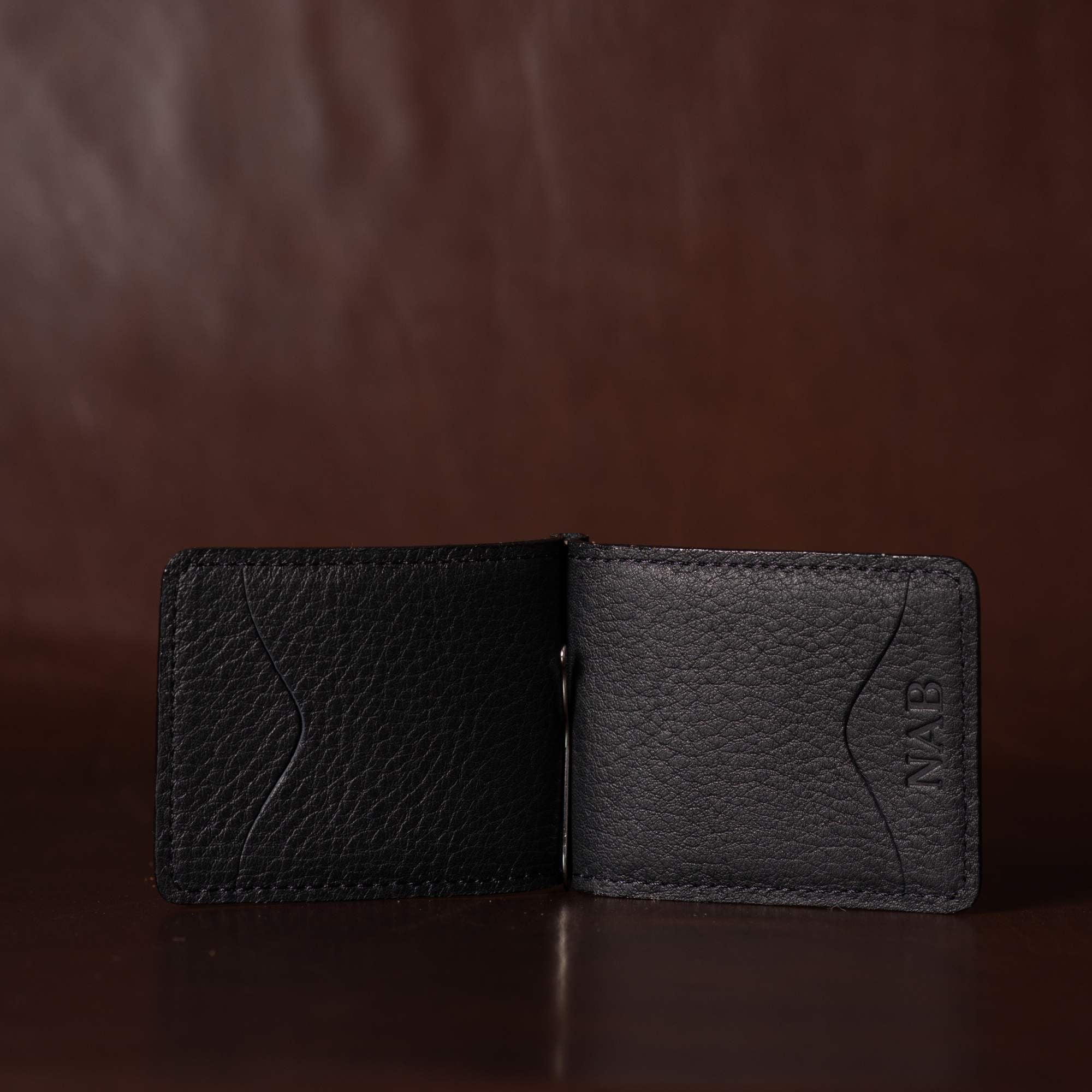 The Pinnacle Wallet - Black Slim Money Clip Pebble Grain Leather Wallet - Image 4