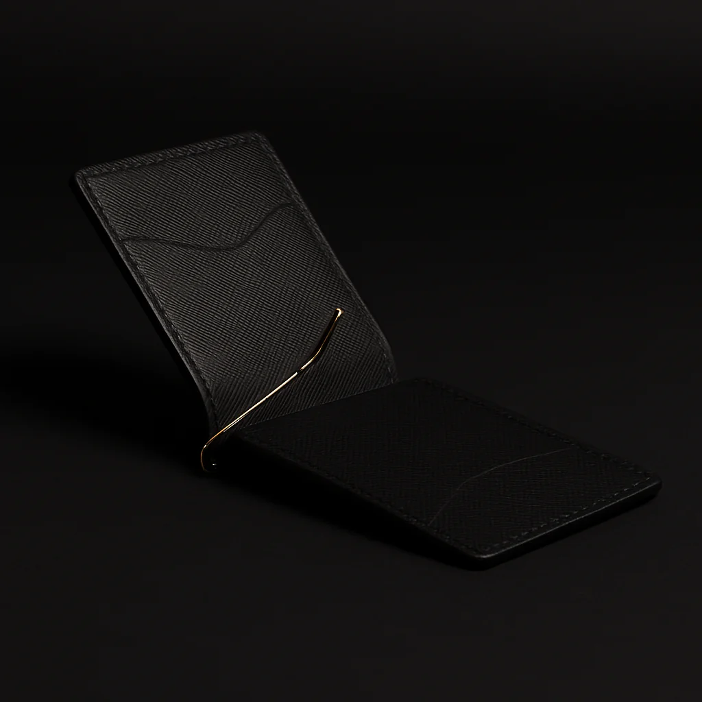 The Pinnacle Wallet - Limited Edition Black Saffiano Leather Slim Money Clip - Image 2