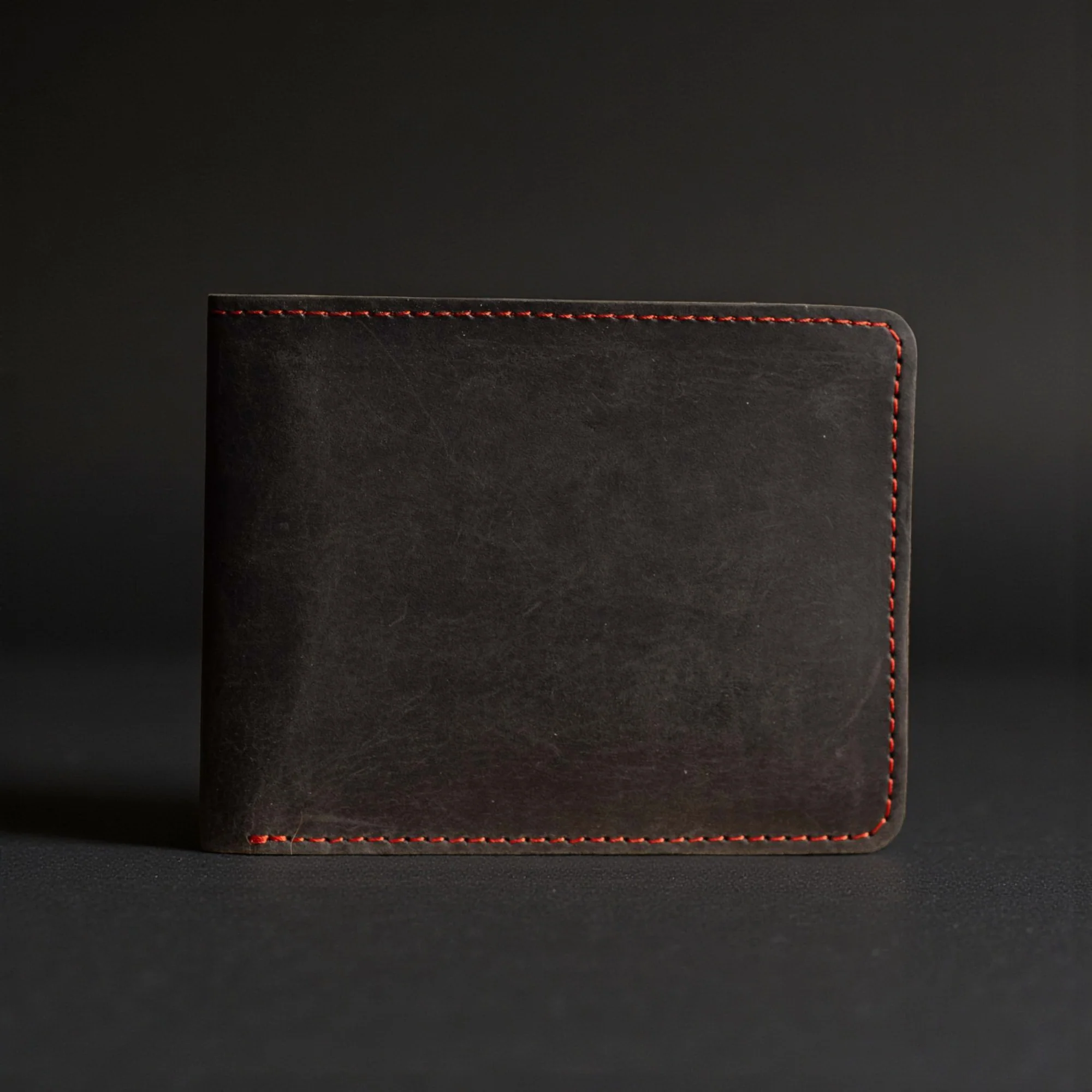 The Poseidon Wallet - Black Full-Grain Leather Wallet with Blue Stitching - Image 4