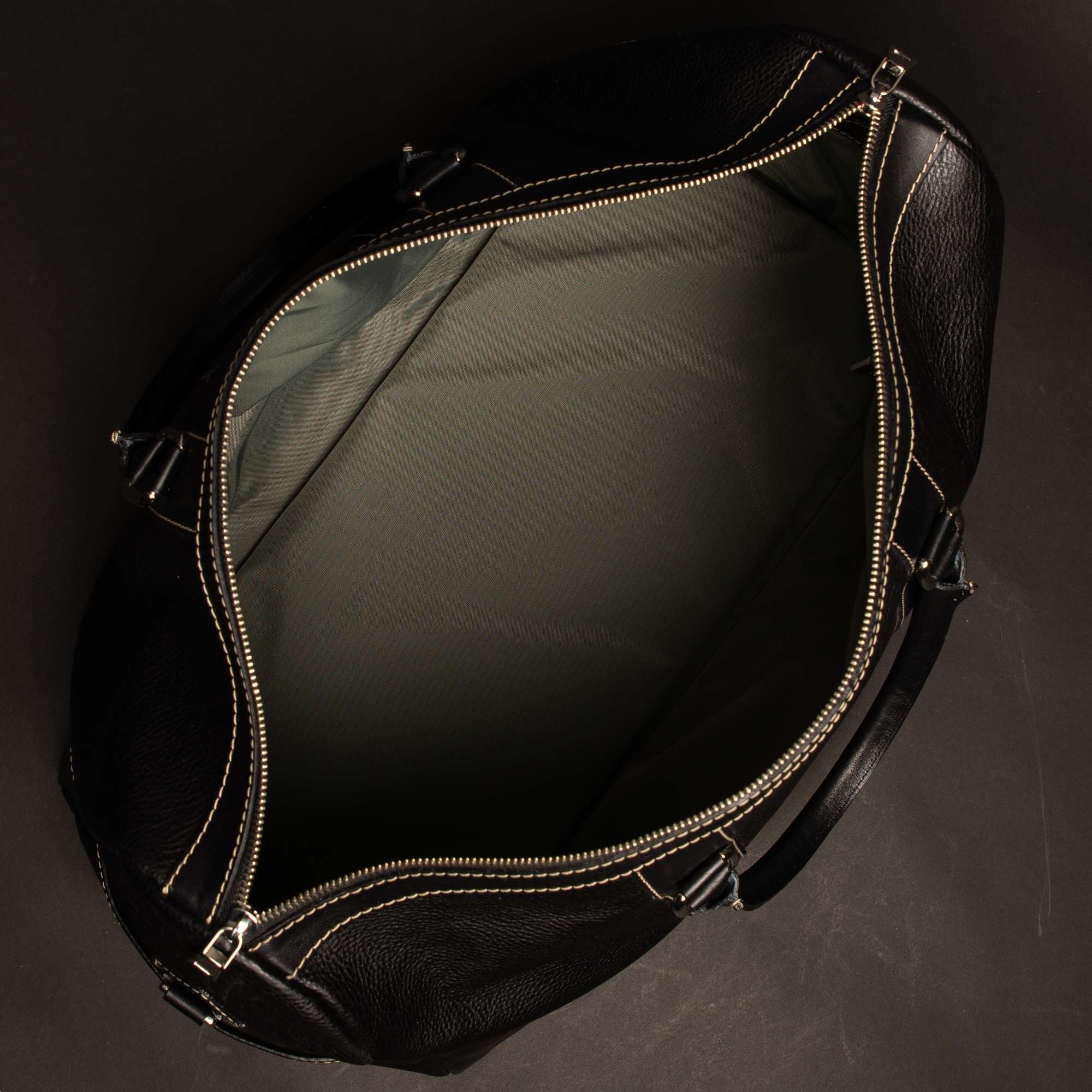 The Shield Duffle- Black Full-Grain Leather Duffle Bag Made in Canada - Image 5