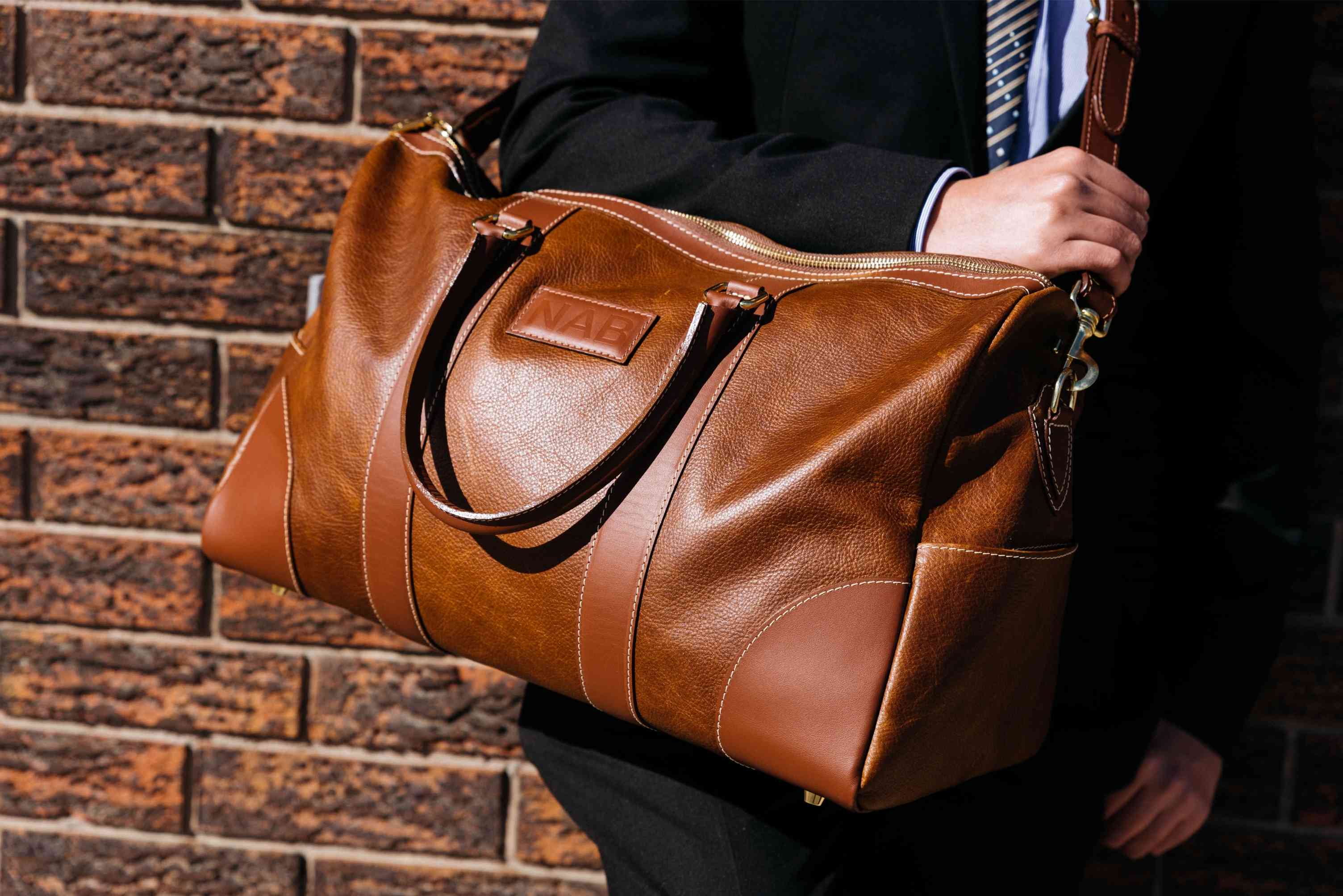 The Shield Duffle- Black Full-Grain Leather Duffle Bag Made in Canada - Image 8