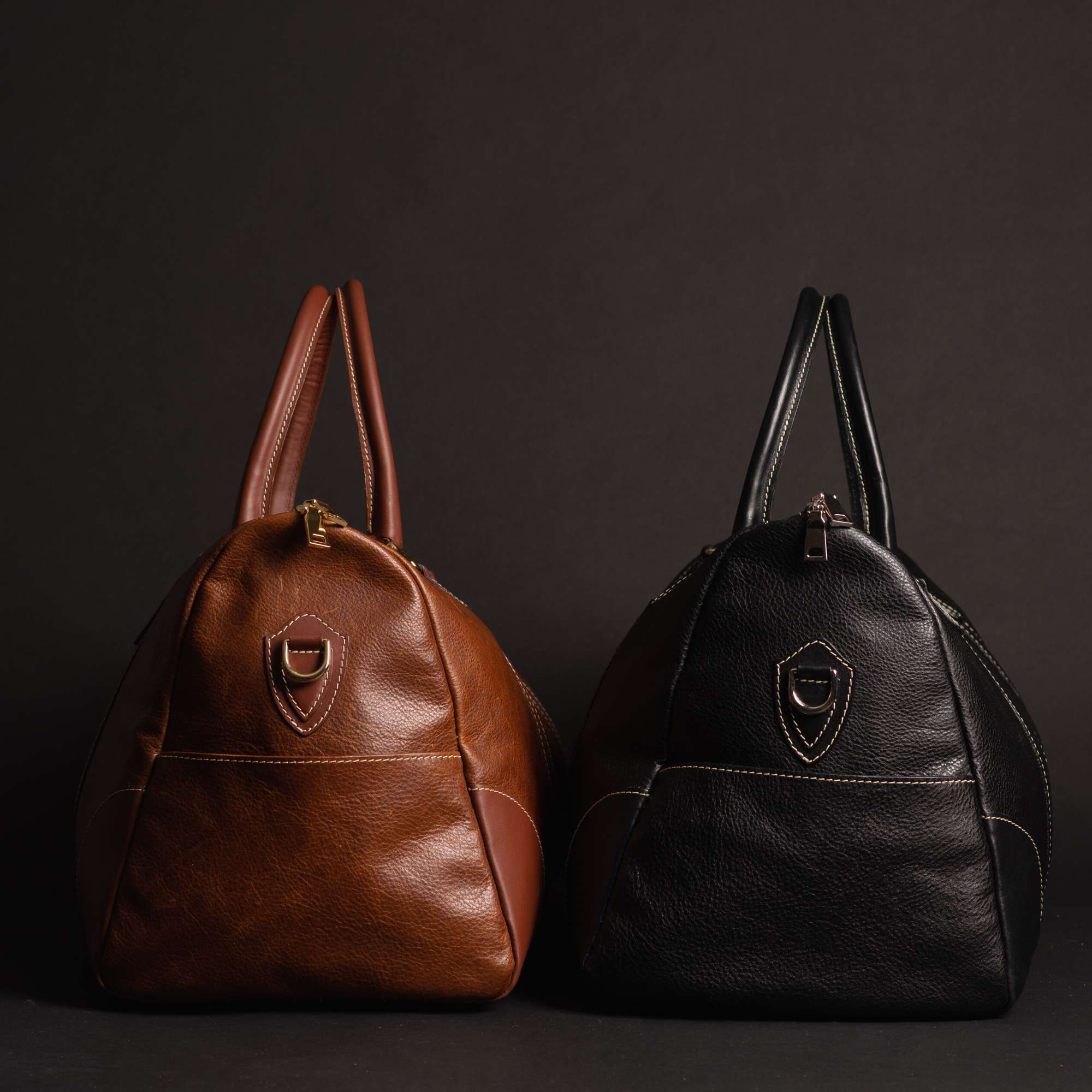 The Shield Duffle- Cognac Full-Grain Leather Duffle Bag Made in Canada - Image 5