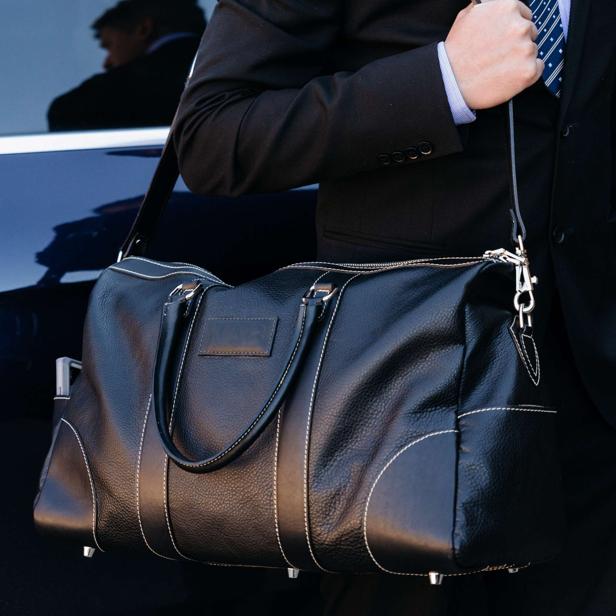 The Shield Duffle- Cognac Full-Grain Leather Duffle Bag Made in Canada - Image 7