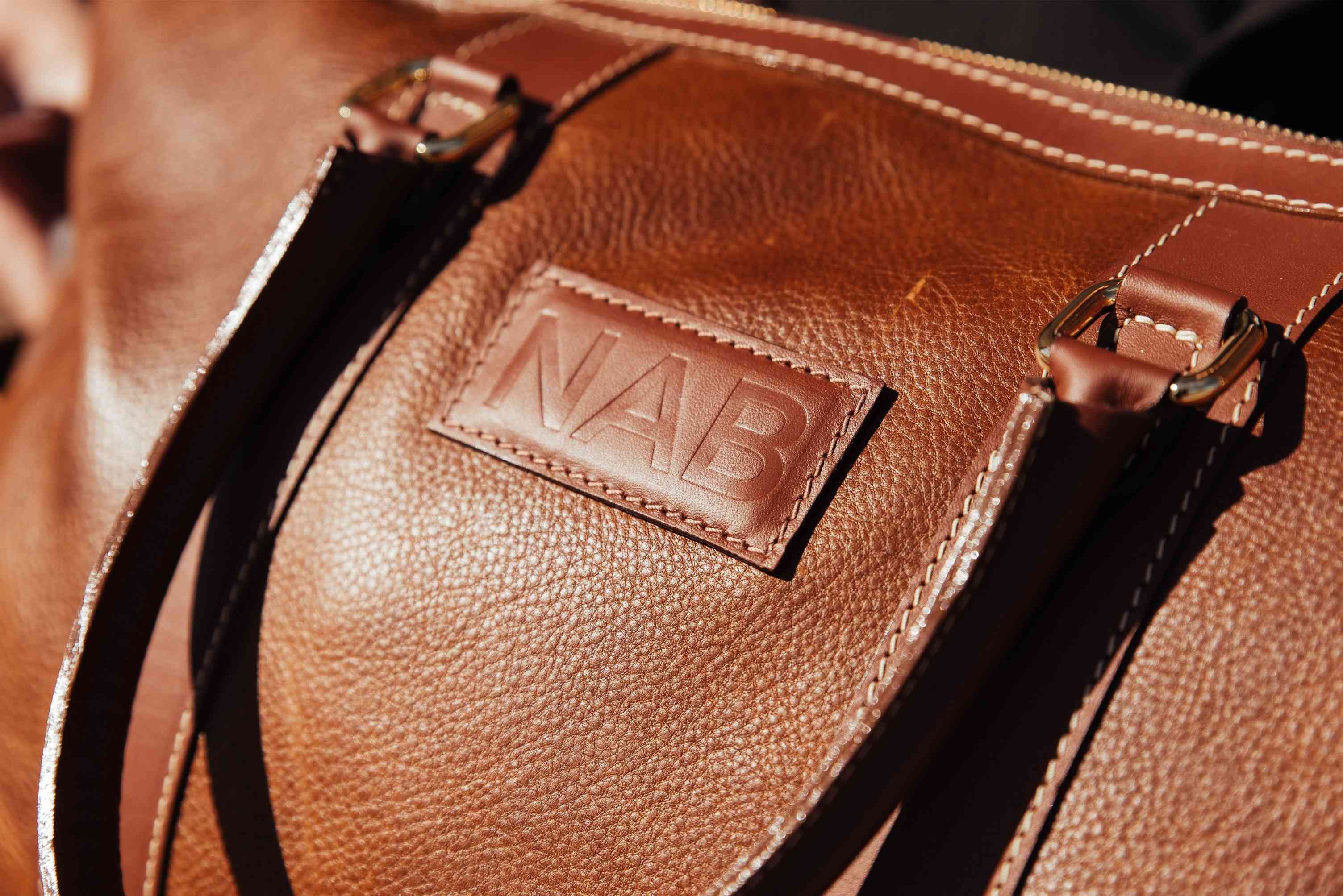 The Shield Duffle- Cognac Full-Grain Leather Duffle Bag Made in Canada - Image 8