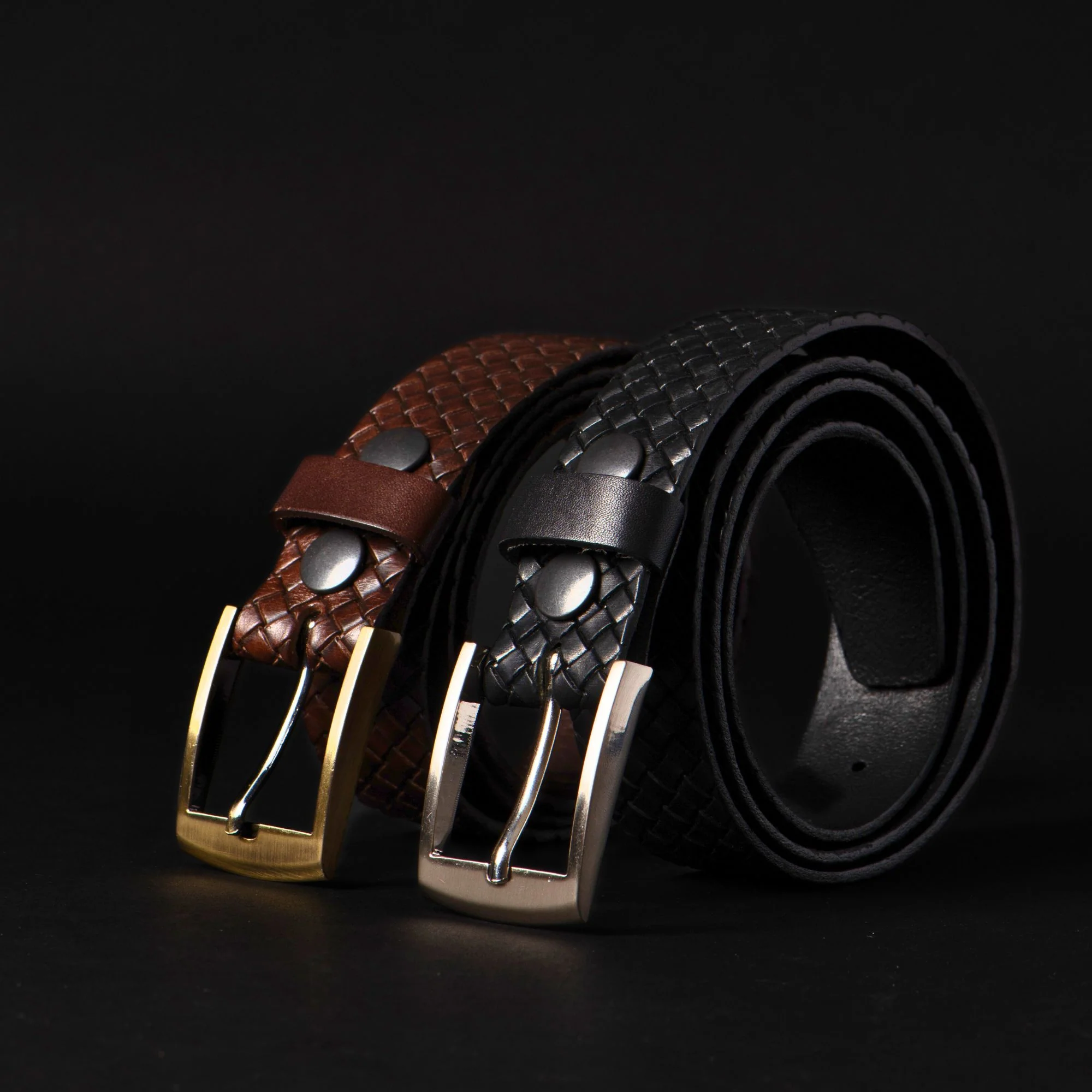 The Veneto Belt - Brown Braided Embossed Full Grain Leather Belt - Image 3