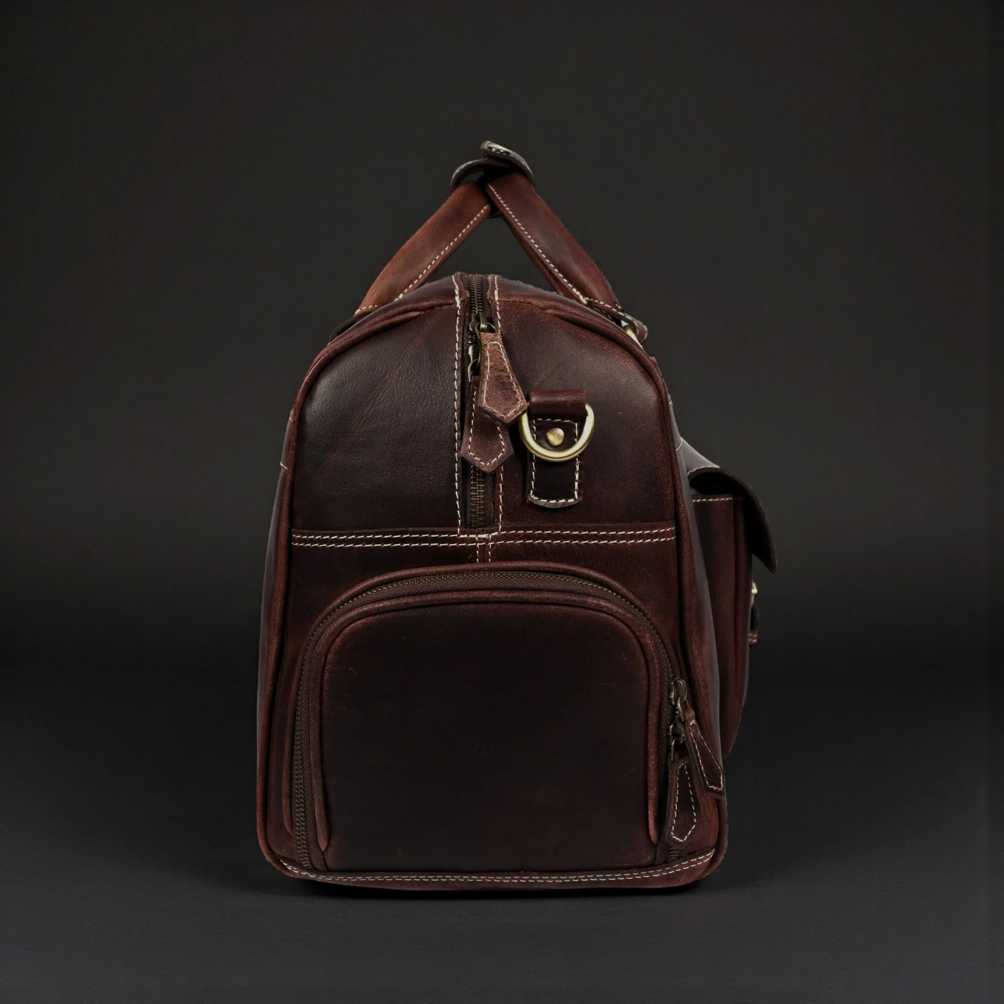 The Voyager Duffle - Brown Full-Grain Distressed Leather Duffle Bag - Image 10