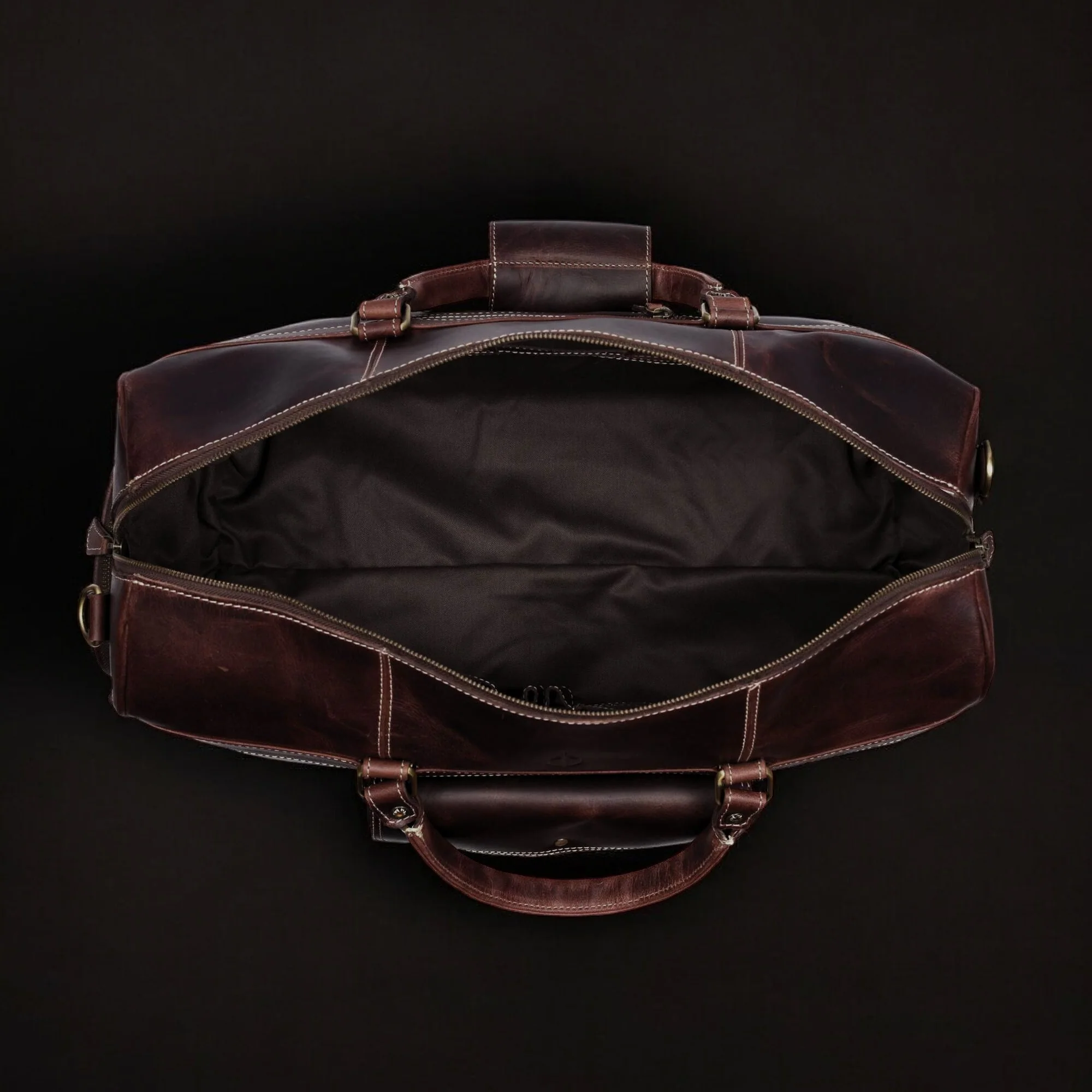 The Voyager Duffle - Brown Full-Grain Distressed Leather Duffle Bag - Image 11