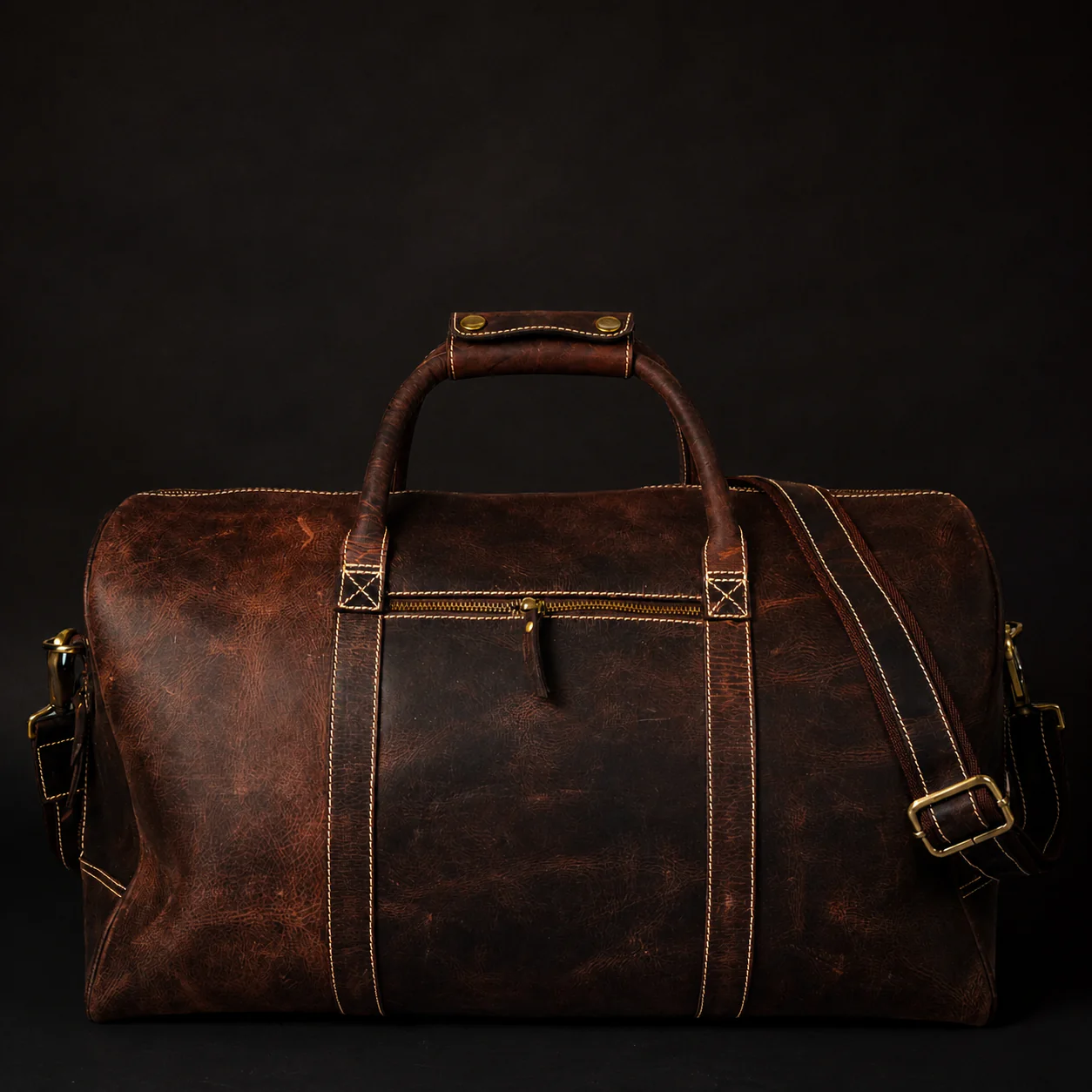 The Wayfarer Bag - Brown Classic Full-Grain Leather Duffle Bag - Image 10