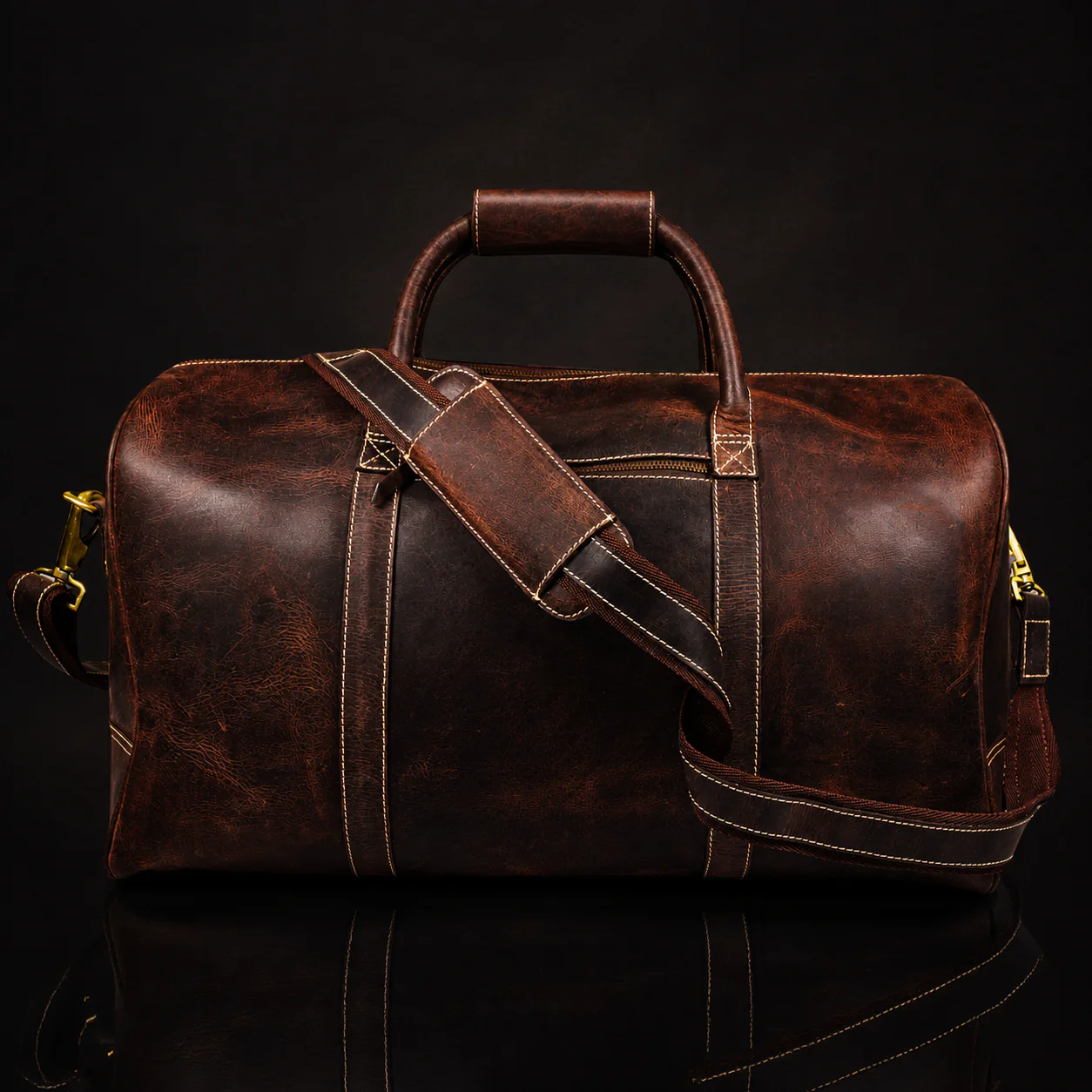 The Wayfarer Bag - Brown Classic Full-Grain Leather Duffle Bag - Image 6