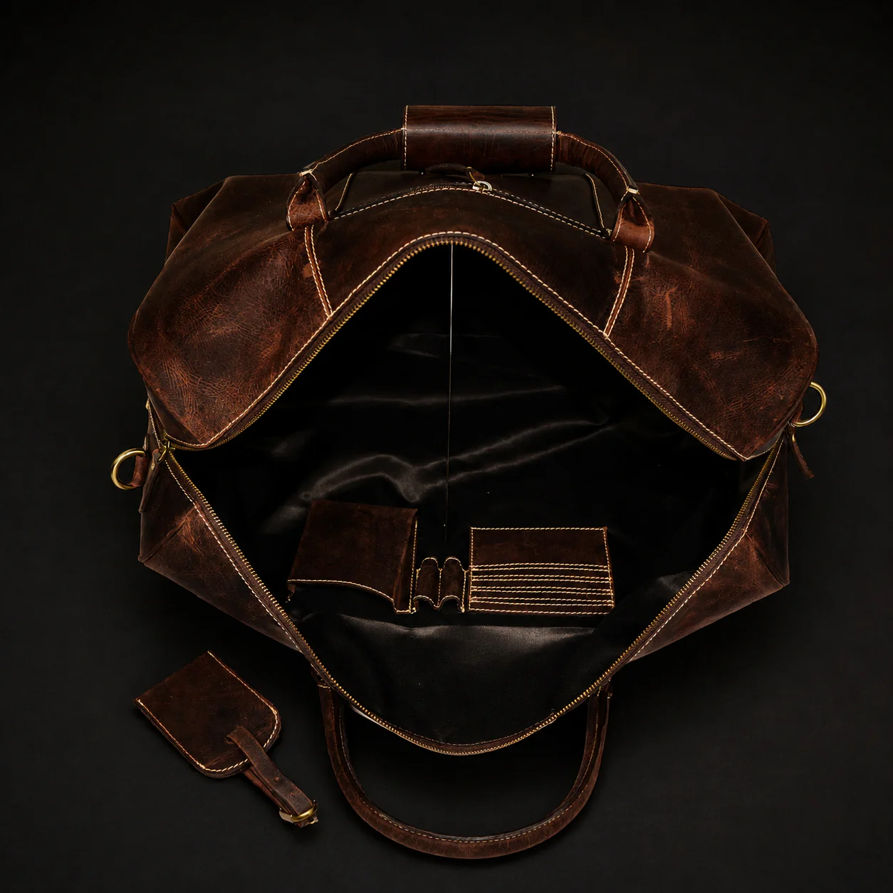 The Wayfarer Bag - Brown Classic Full-Grain Leather Duffle Bag - Image 7