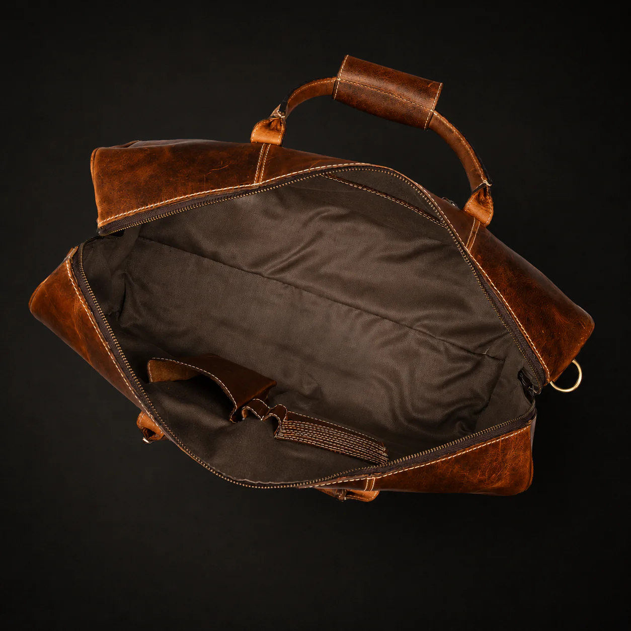 The Wayfarer Bag - Cognac Classic Full-Grain Leather Duffle Bag - Image 11