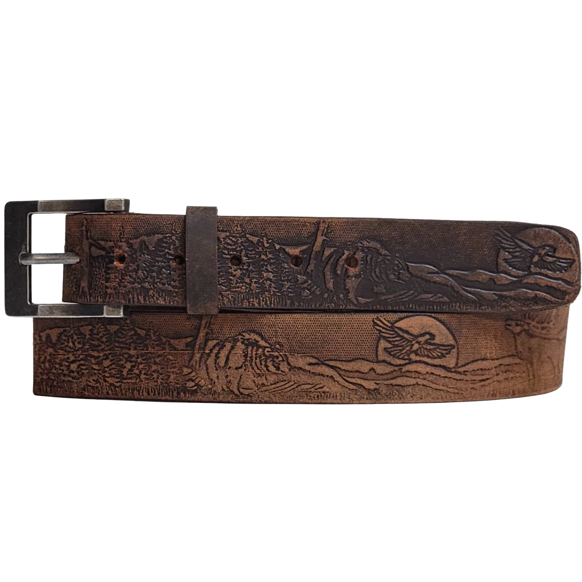 The Wildlife Belt - Black Embossed Full Grain Leather Belt Made in Canada - Image 7