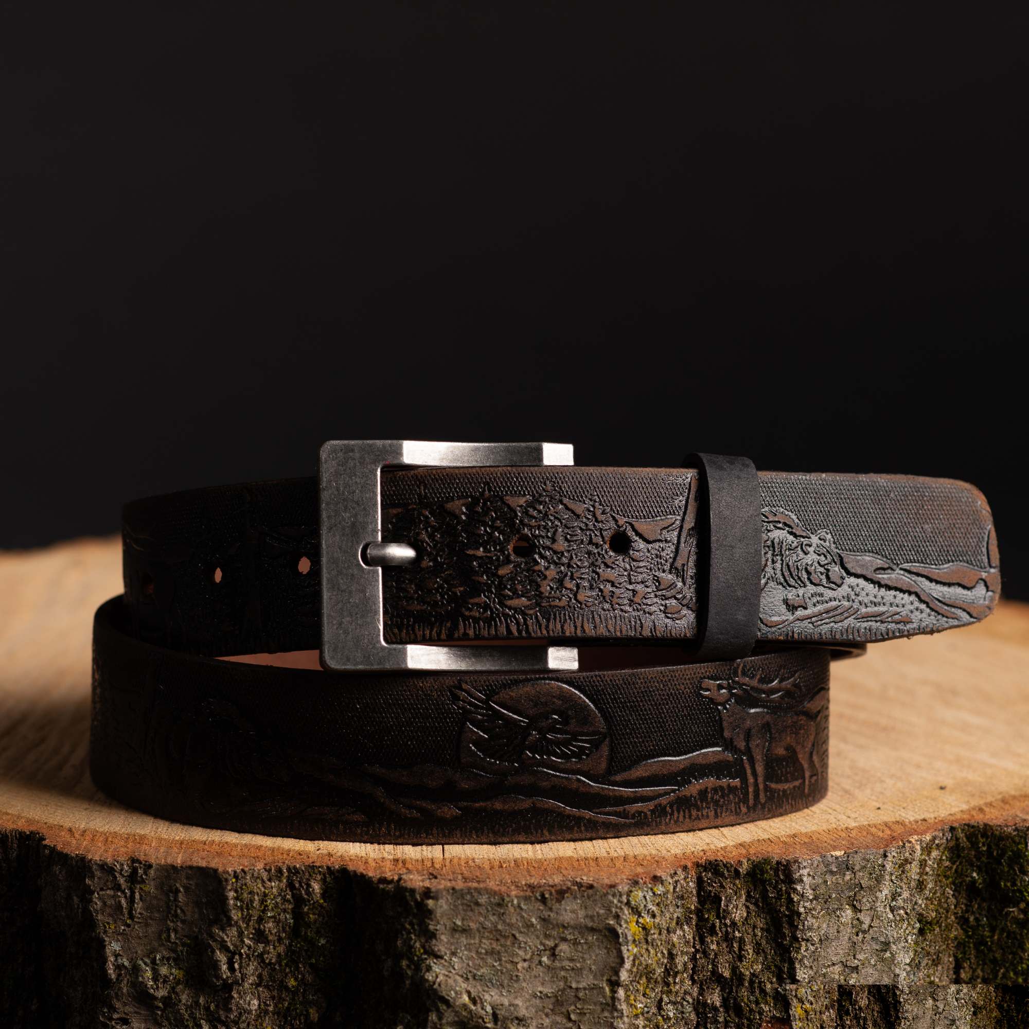 The Wildlife Belt - Natural Tan Embossed Full Grain Leather Belt Made in Canada - Image 8