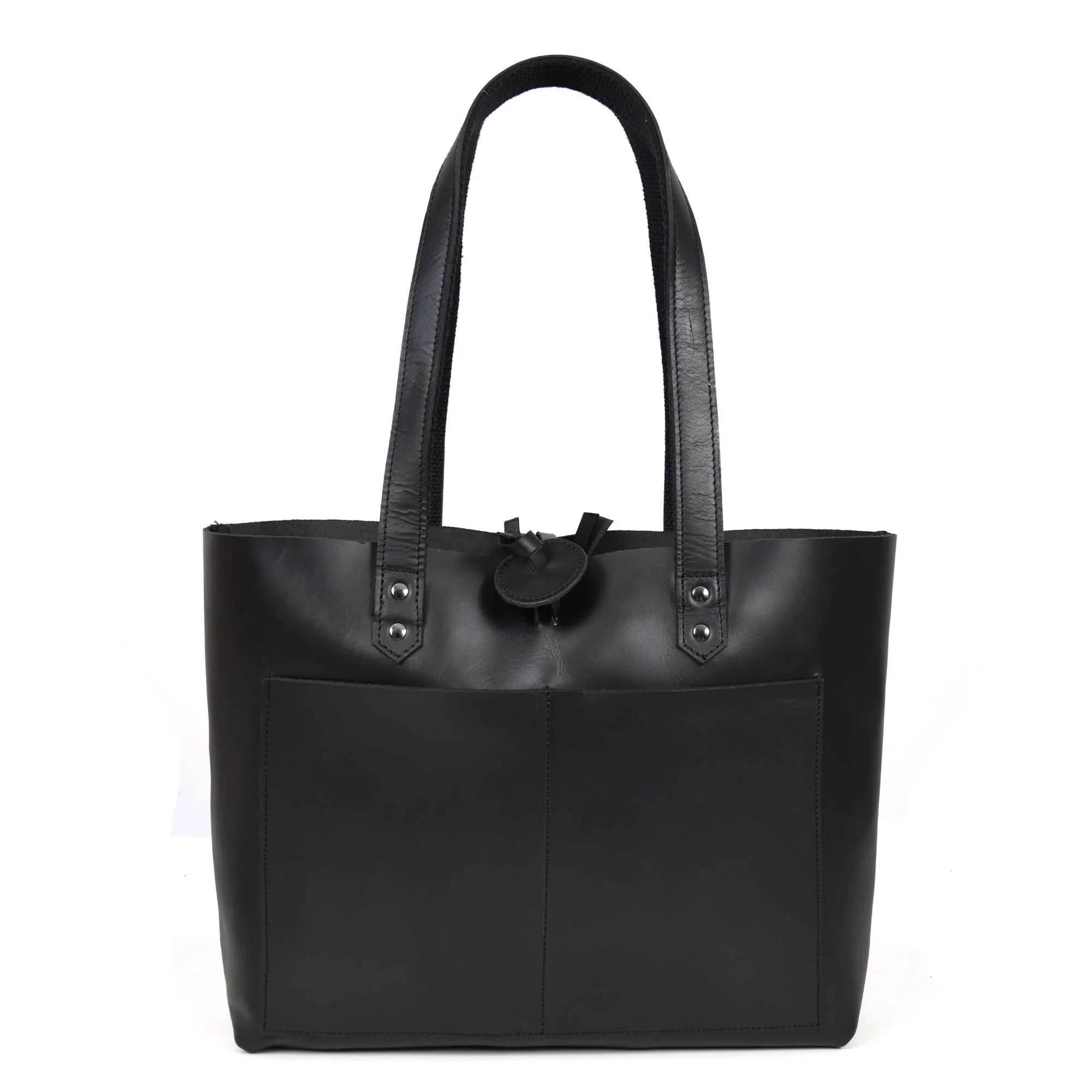 Tolredo - Black Leather Tote Bag with Leather Closure - Image 3