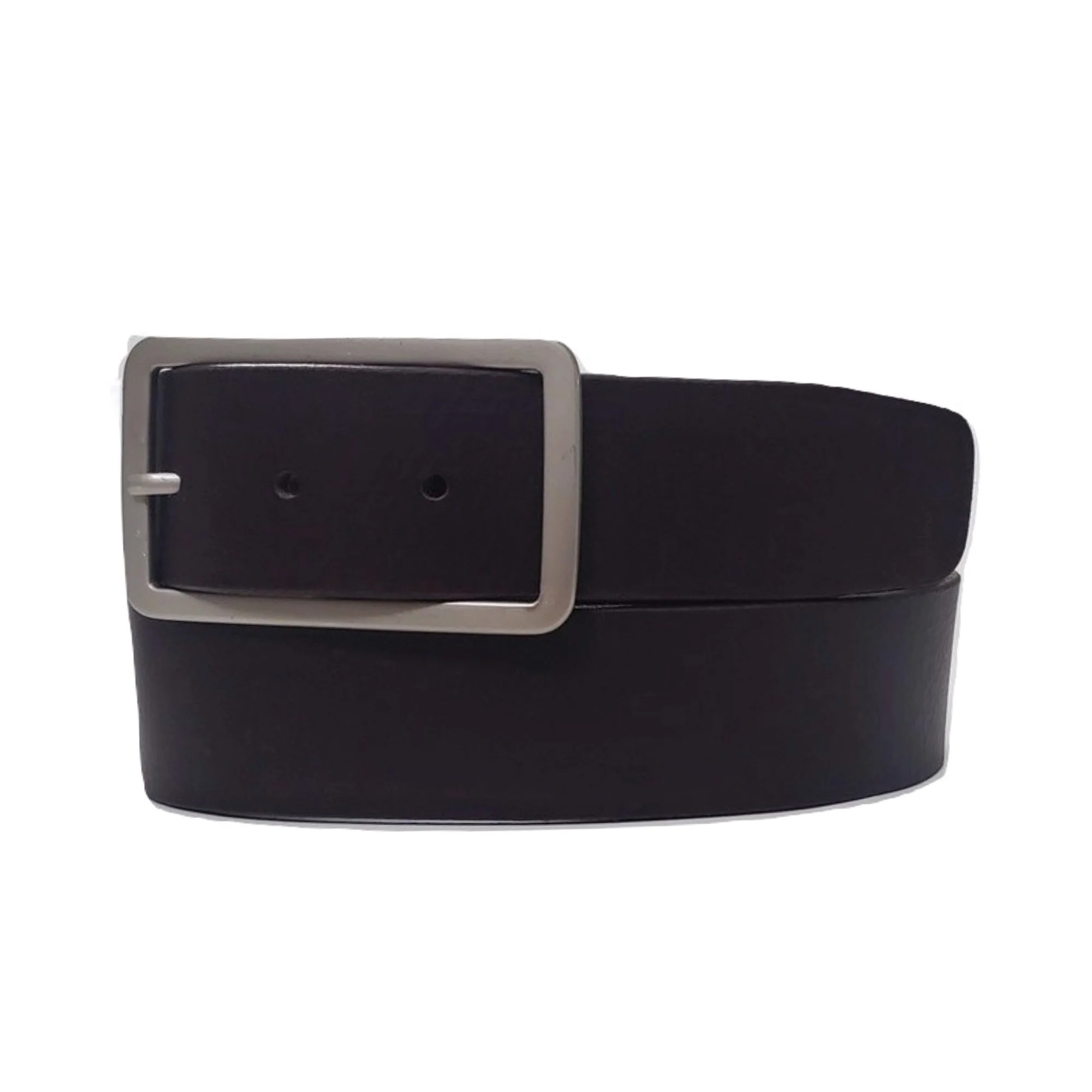 Lucille - Brown Leather Dress Belt with Rectangle Buckle - Made in Canada - Image 8