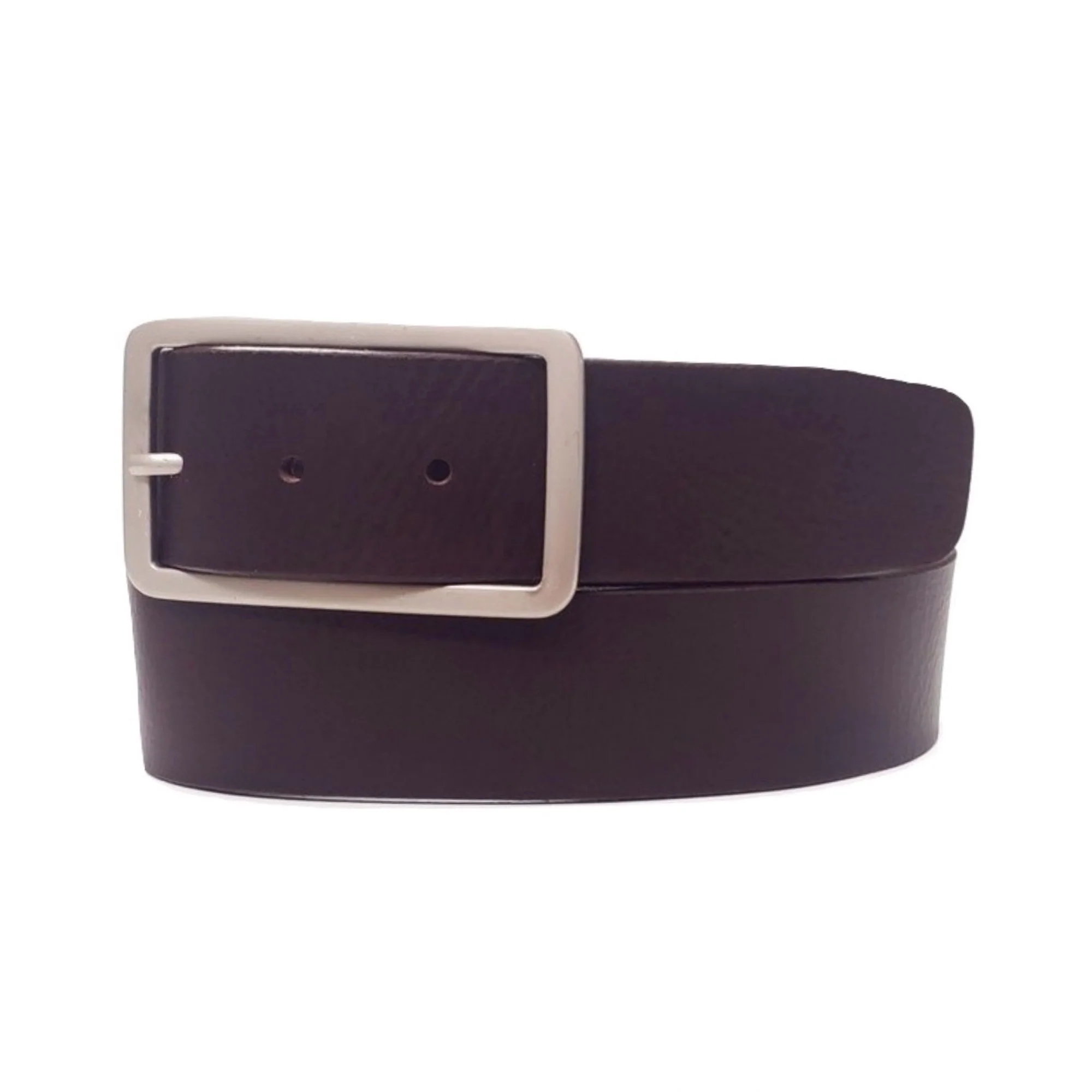 Lucille - Cognac Leather Dress Belt with Rectangle Buckle - Made in Canada - Image 8