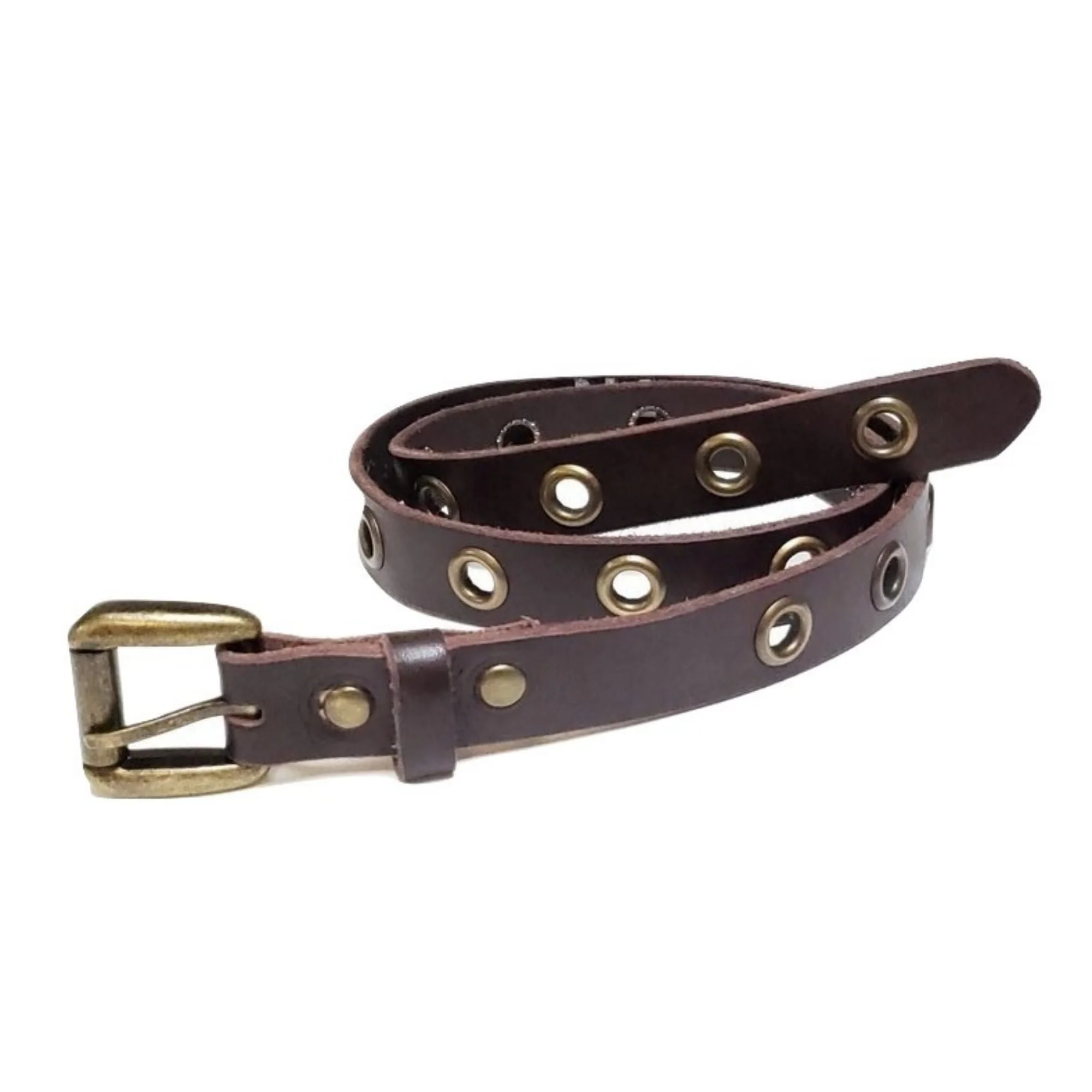 Exene - Slim Brown Leather Belt with Single Grommets - Made in Canada - Image 6