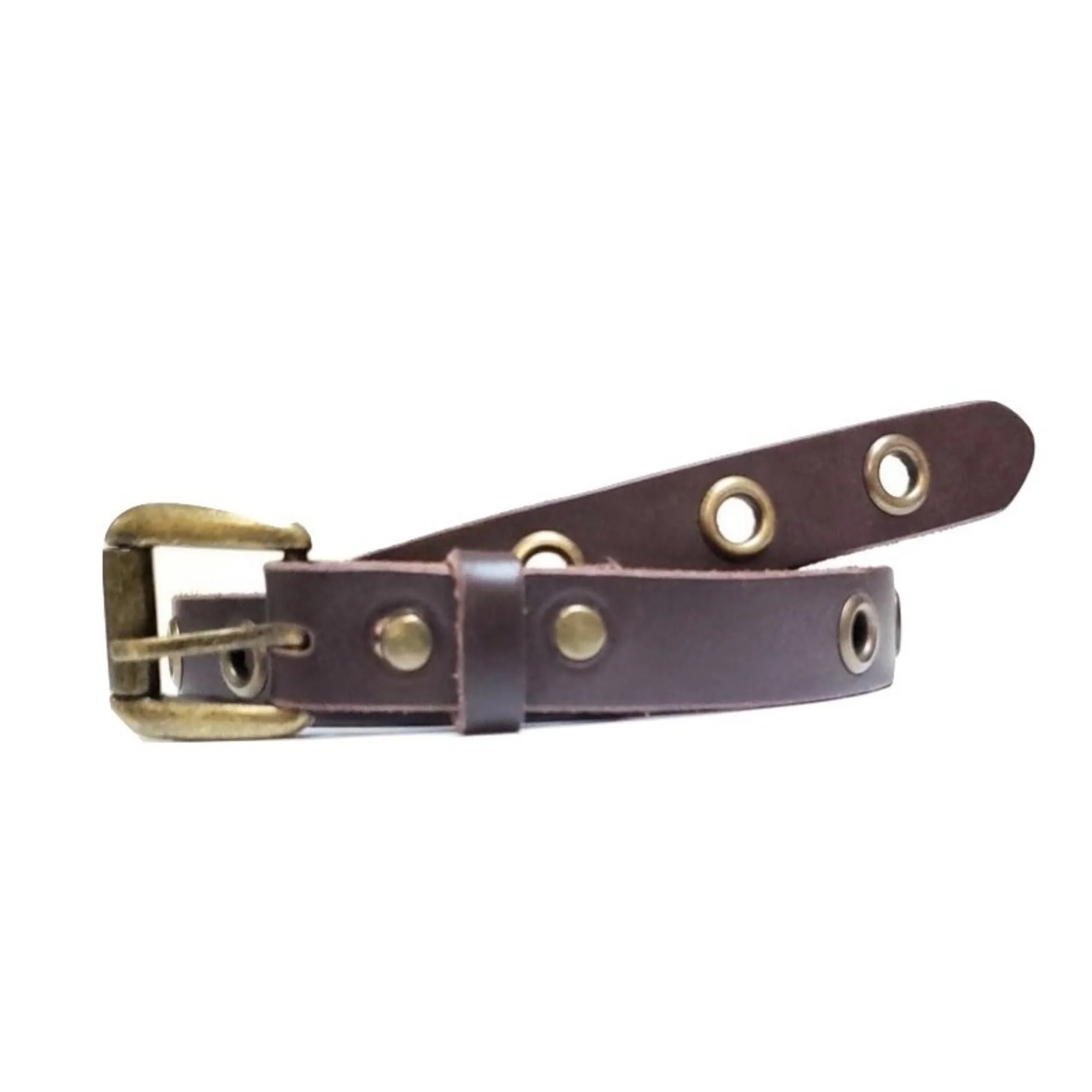 Exene - Slim Brown Leather Belt with Single Grommets - Made in Canada - Image 7